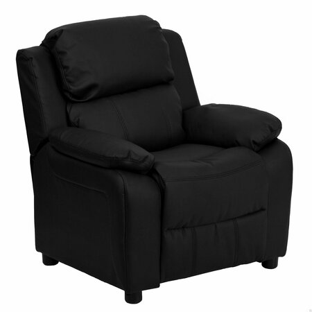 Flash Furniture Kids Recliner, 26" to 39" x 28", Upholstery Color: Black BT-7985-KID-BK-LEA-GG